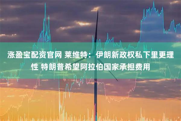 涨盈宝配资官网 莱维特：伊朗新政权私下里更理性 特朗普希望阿拉伯国家承担费用